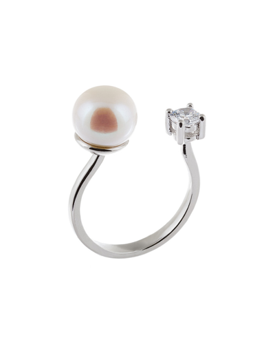 Splendid Pearls Rhodium Over Silver 9-9.5mm Pearl Ring