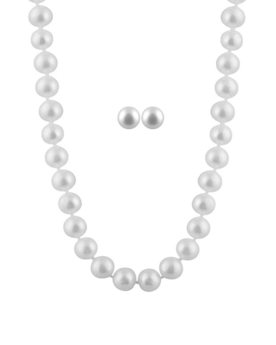 Splendid Pearls 14k 7-7.5mm Pearl Necklace & Stud Set