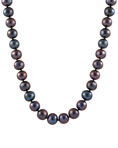 Splendid Pearls Rhodium Plated Silver 9-10mm Freshwater Pearl Necklace
