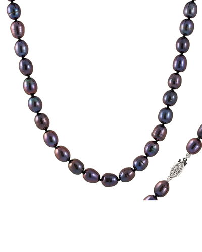Splendid Pearls Rhodium Plated Silver 8-8.5mm Pearl Necklace