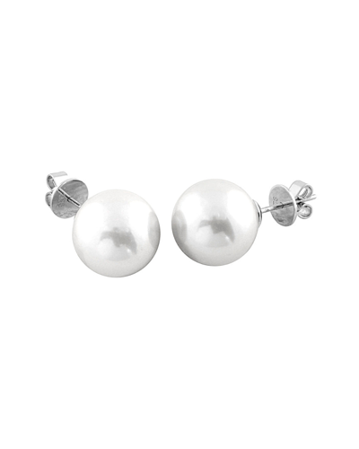 Splendid Pearls Rhodium Plated 13-14mm Pearl Studs