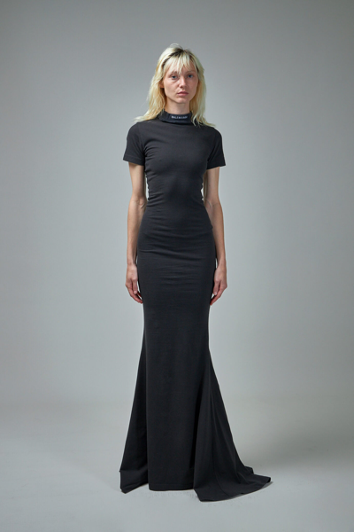 Balenciaga Maxi T-shirt Dress In 1055 Washed Black