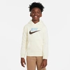 Nike Kids' Sportswear Hbr Glow Futura Club Fleece Hoodie In Coconut Milk/cacao Wow/ocean Bliss