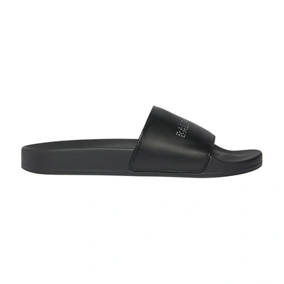 Balenciaga Pool Slide Sandals With Rhinestones In Black