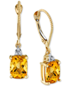 Macy's Citrine (3 Ct. T.w.) & Diamond Accent Drop Earrings In 14k Gold In Citrine