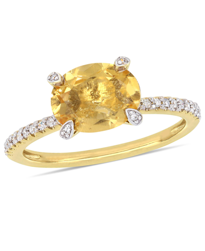 Macy's Citrine (1-5/8 Ct.t.w.) And Diamond (1/10 Ct.t.w.) Ring In 10k Yellow Gold