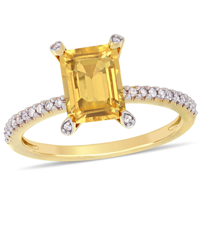 Macy's Citrine (1-1/2 Ct.t.w.) And Diamond (1/10 Ct.t.w.) Ring In 10k Yellow Gold