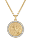 ESQUIRE MEN'S JEWELRY DIAMOND ST. CHRISTOPHER MEDALLION 22" PENDANT NECKLACE (1/4 CT. T.W.) IN 18K GOLD-PLATED STERLING SI
