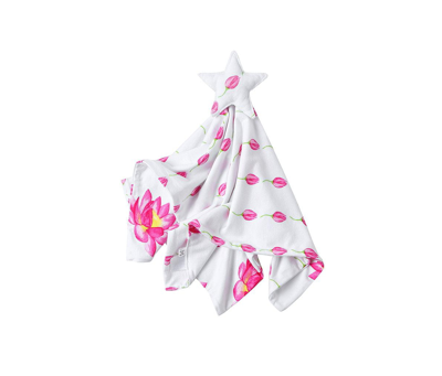 Malabar Baby Babies' Silky Soft Lovey Security Blanket With Top Plush Toy, Lotus In Lotus (pink & White)