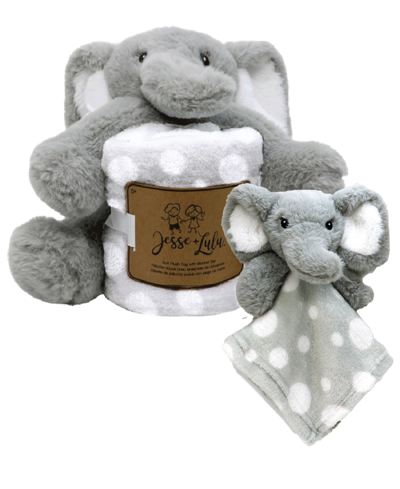 Jesse & Lulu Baby Boys Plush Toy With Blanket And Nunu, 3 Piece Set In Gray Elephant