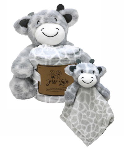 Jesse & Lulu Baby Boys Plush Toy With Blanket And Nunu, 3 Piece Set In Gray Giraffe