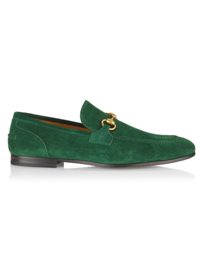 Gucci Jordaan 绒面皮乐福鞋 In Green