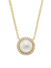 SAKS FIFTH AVENUE WOMEN'S 14K YELLOW GOLD, CULTURED FRESHWATER PEARL & 0.08 TCW DIAMOND HALO PENDANT NECKLACE