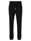 Hugo Boss Cotton-blend Tracksuit Bottoms With Embroidered Logos In Black