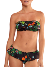 Cynthia Rowley Floral-print Ruffled Bikini Top In Black