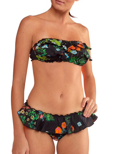 Cynthia Rowley Women's Flirt Ruffle Bikini Bottom In Black