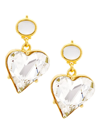 KENNETH JAY LANE WOMEN'S 22K GOLD-PLATED & GLASS CRYSTAL HEART CLIP-ON EARRINGS