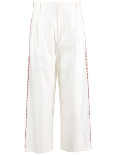 Zeus + Dione Tape-detail Wide-leg Trousers In White