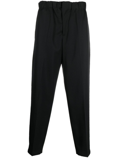 Jil Sander Elasticated-waistband Tapered Trousers In Black