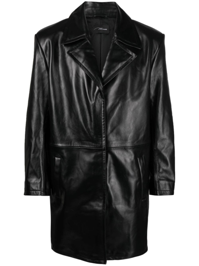 Manokhi Single-breasted Leather Coat In Black