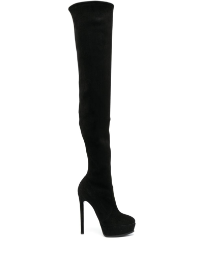 Casadei Flora Eco Suede - Woman Over The Knee Boots Black 39