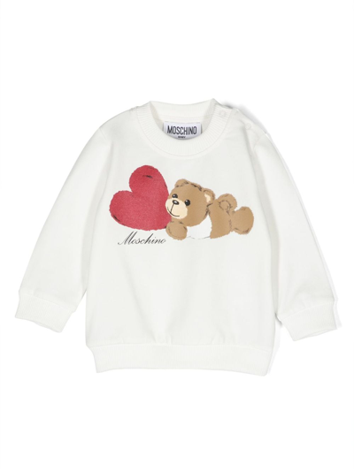 Moschino Babies' 印花棉质混纺运动衫 In White