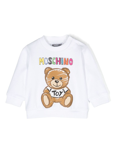 Moschino Babies' Teddy Bear-print Cotton Sweatshirt In White