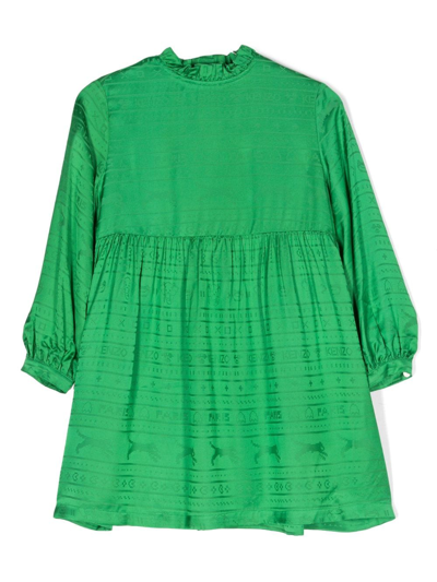 green emerald velvet dress Kenzo Vintage Green Leaf Linen Kimono Dress  Amarcord Vintage Fashion