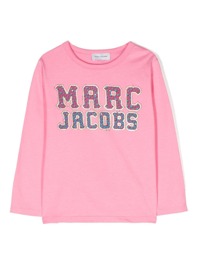 Marc Jacobs Kids' Logo印花长袖t恤 In Pink