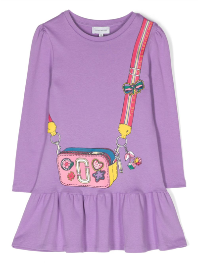 Marc Jacobs Kids' Printed Cotton Jersey Dress In Purple