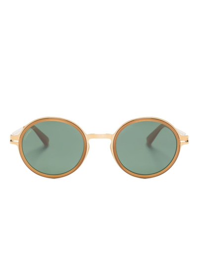 Mykita Dayo Round-frame Sunglasses In Glossy Gold And Dark Brown