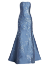 Rene Ruiz Collection Women's Floral Embroidered Gown In Light Blue