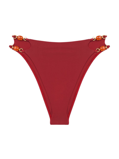 Vix By Paula Hermanny Women's Martha High-rise Bikini Bottoms In Cranberry