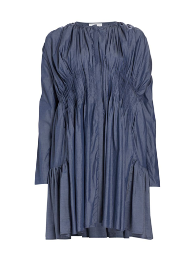 Merlette Martel Pleated Dress In Dark Chambray | ModeSens