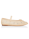 Loeffler Randall Leonie Crystal-embellished Tulle Ballet Flats In Caramel/clear