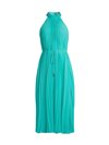 Milly Women's Ophelia Pleated Halter Dress In Spearmint