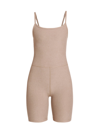 Beyond Yoga Spacedye Uplift Biker Romper In Birch Heather