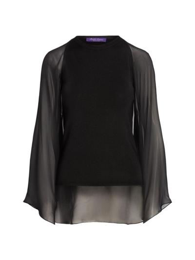 Ralph Lauren Women's Long-sleeve Silk Cape Top In Black