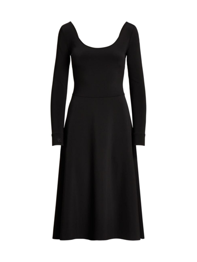 Ralph Lauren Long-sleeve Scoop-neck Midi Dress In Black