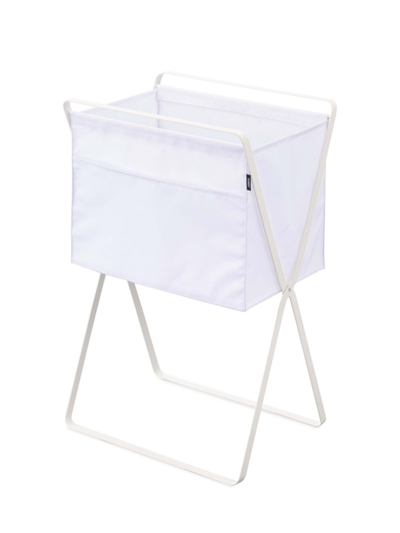 Yamazaki Tower Folding Laundry Basket In White