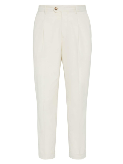 Brunello Cucinelli Leisure Fit Trousers With Pleats In Off White