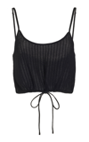 Leset Pointelle Knit Tank Top And Shorts Set In Black