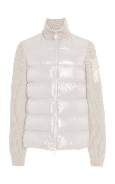 Moncler Nylon-trimmed Wool Cardigan In White
