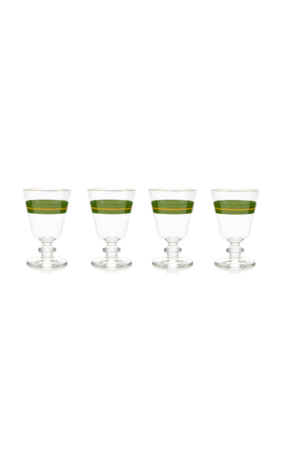 Moda Domus Set-of-four Stemmed Wine Glasses In Green