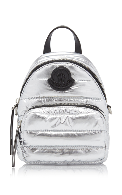 Moncler Kilia Small Metallic-nylon Crossbody Bag In Silver