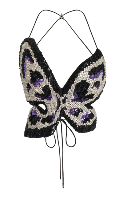 AREA BUTTERFLY CRYSTAL-EMBELLISHED PAILETTE TOP
