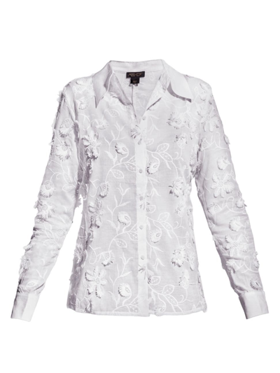 As By Df Arabella Floral-embroidered Blouse In White