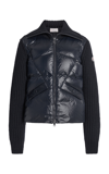 Moncler Wool Knit Cardigan With Puffer Front In Black