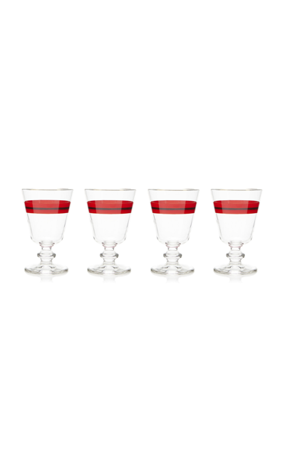 Moda Domus Set-of-four Stemmed Water Glasses In Red