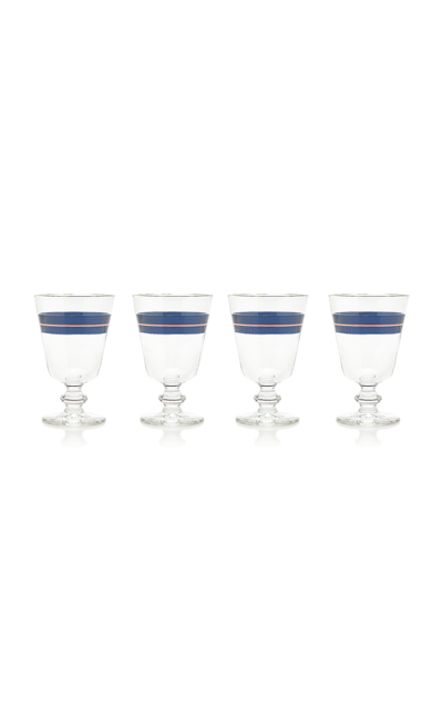 Moda Domus Set-of-four Stemmed Water Glasses In Blue
